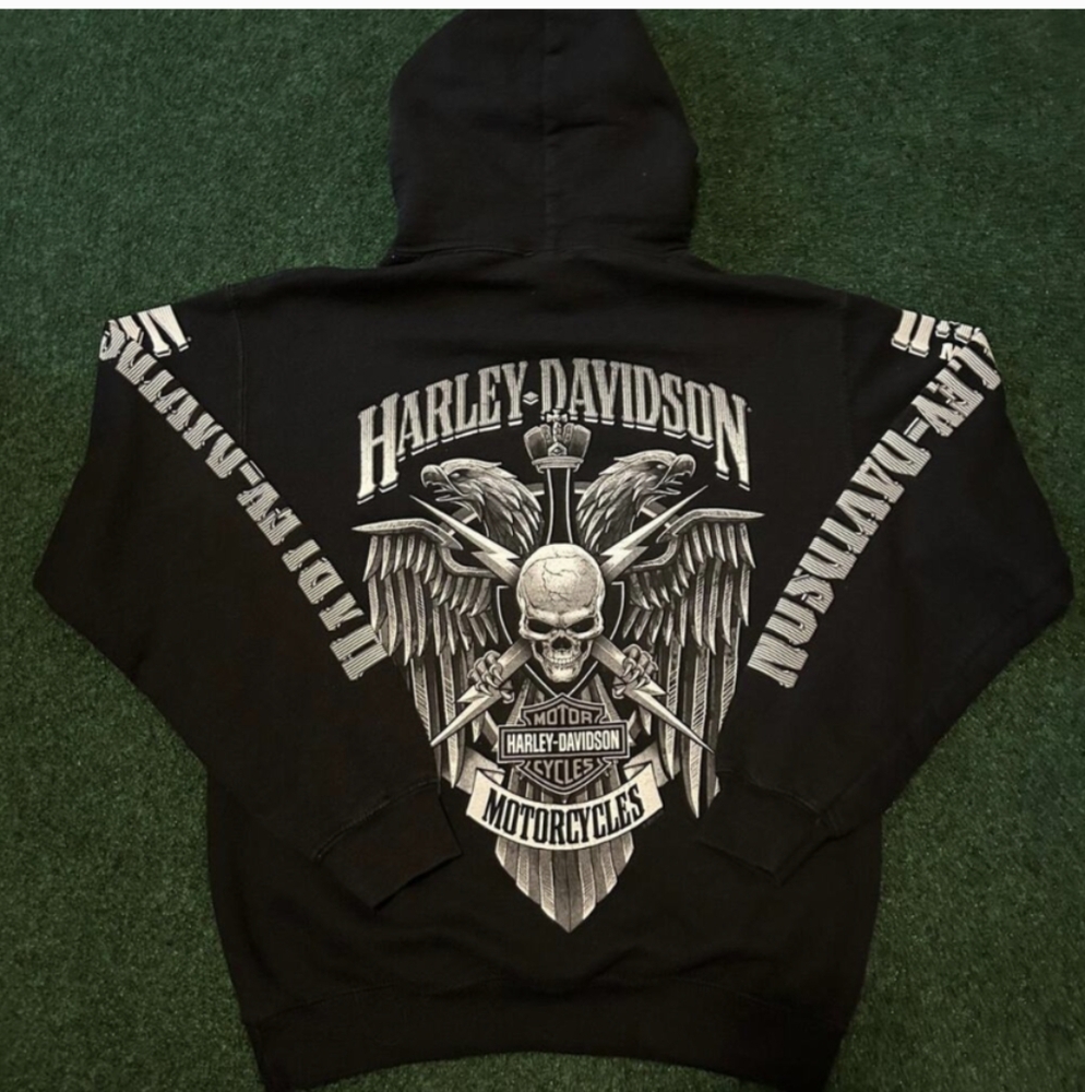 🔥 Harley Davidson Skull Hoodie